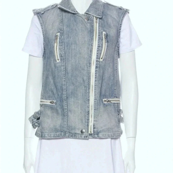 Rebecca Taylor Women’s sleeveless Zipper Denim Vest Size XS Jacket Lightwash - Picture 3 of 9